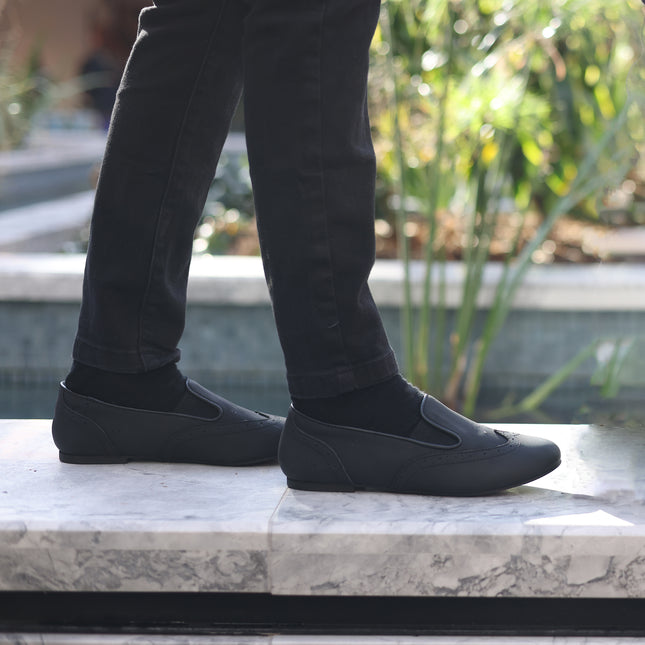 706 - Black Nubuck Wingtip Loafer