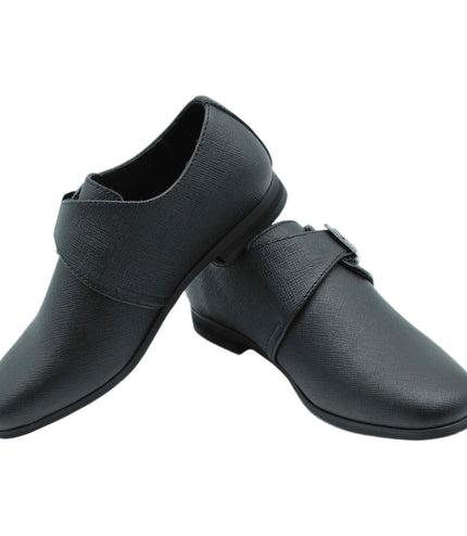 707 - Black Leather Buckle Shoe