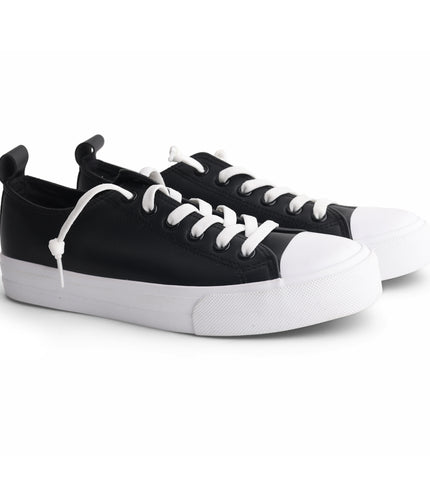 907 - Black Leather Slip-on Sneaker