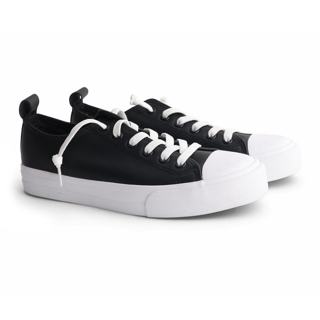 907 - Black Leather Slip-on Sneaker
