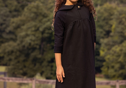 H1- Girls Black French Terry Maxi Dress
