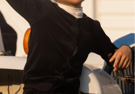 F4- Boys Black Velour Cardigan Set