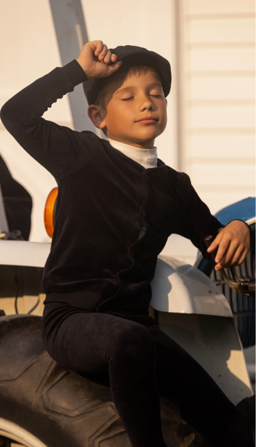 F4- Boys Black Velour Cardigan Set