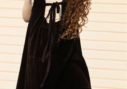F1- Girls Black Velour Back Tie Maxi Jumper