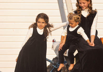 F2- Teen Black Velour V-Neck Maxi Jumper