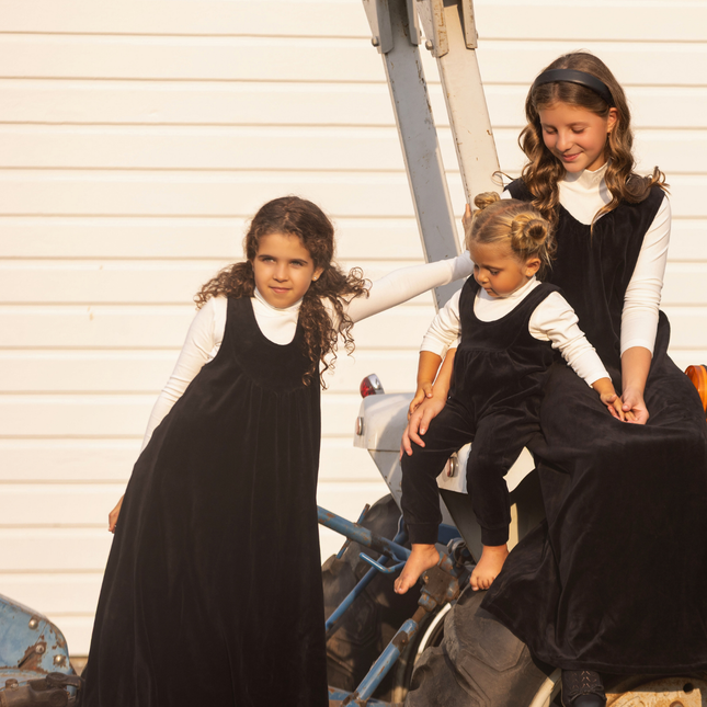 F2- Teen Black Velour V-Neck Maxi Jumper