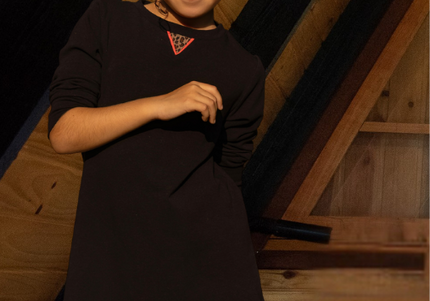 P2- Girls Black Night Shirt Set