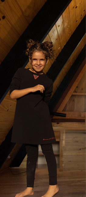 P2- Girls Black Night Shirt Set