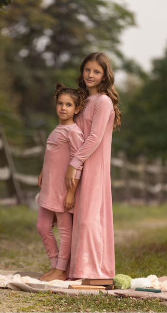 P9- Girls Pink Velour Night Robe