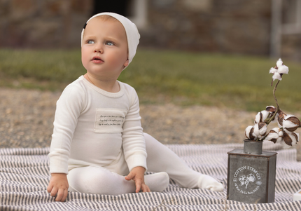 P18- Boys White Velour Pajama Footie
