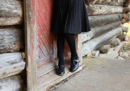 225 - Black Leather T-Strap