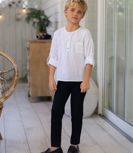 F4 - BOYS WHTE GAUZE SHIRT