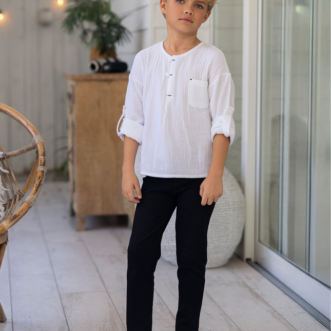 F4 - BOYS WHTE GAUZE SHIRT
