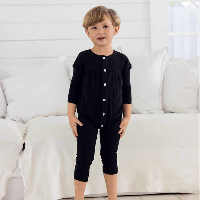 A4 - BABY BOY BLUE BUD BUTTON ROMPER