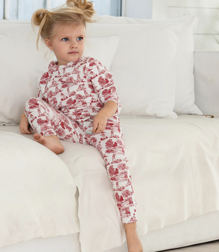 P1 - GIRLS RED PLAYFULL TOILE PAJAMA SET