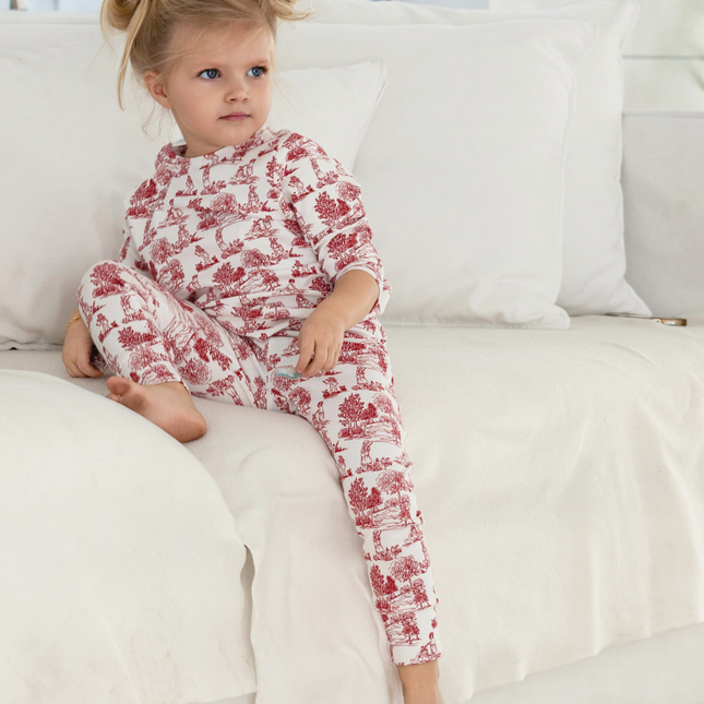 P1 - GIRLS RED PLAYFULL TOILE PAJAMA SET